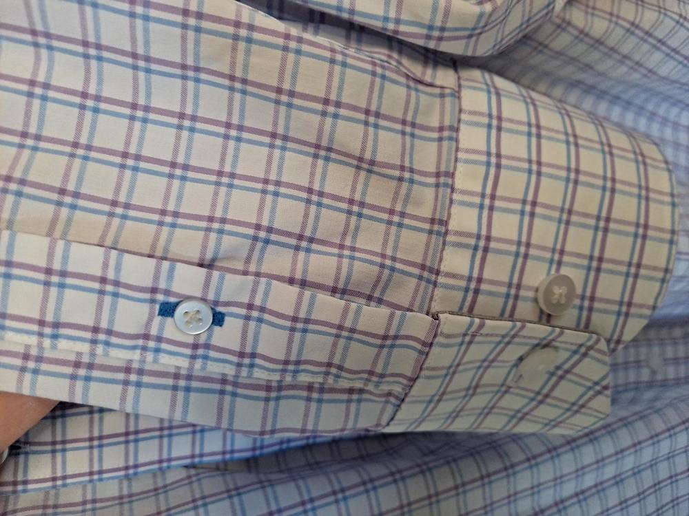 Twillory White/Blue/Purple Button Down Performance Fabric‎ Shirt SIze 17.5 - Picture 5 of 6